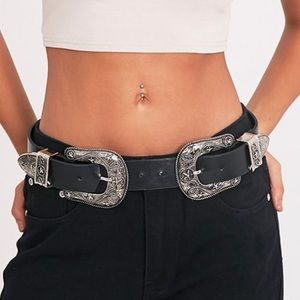 B-Low the Belt DUPE Western Double Buckle Belt